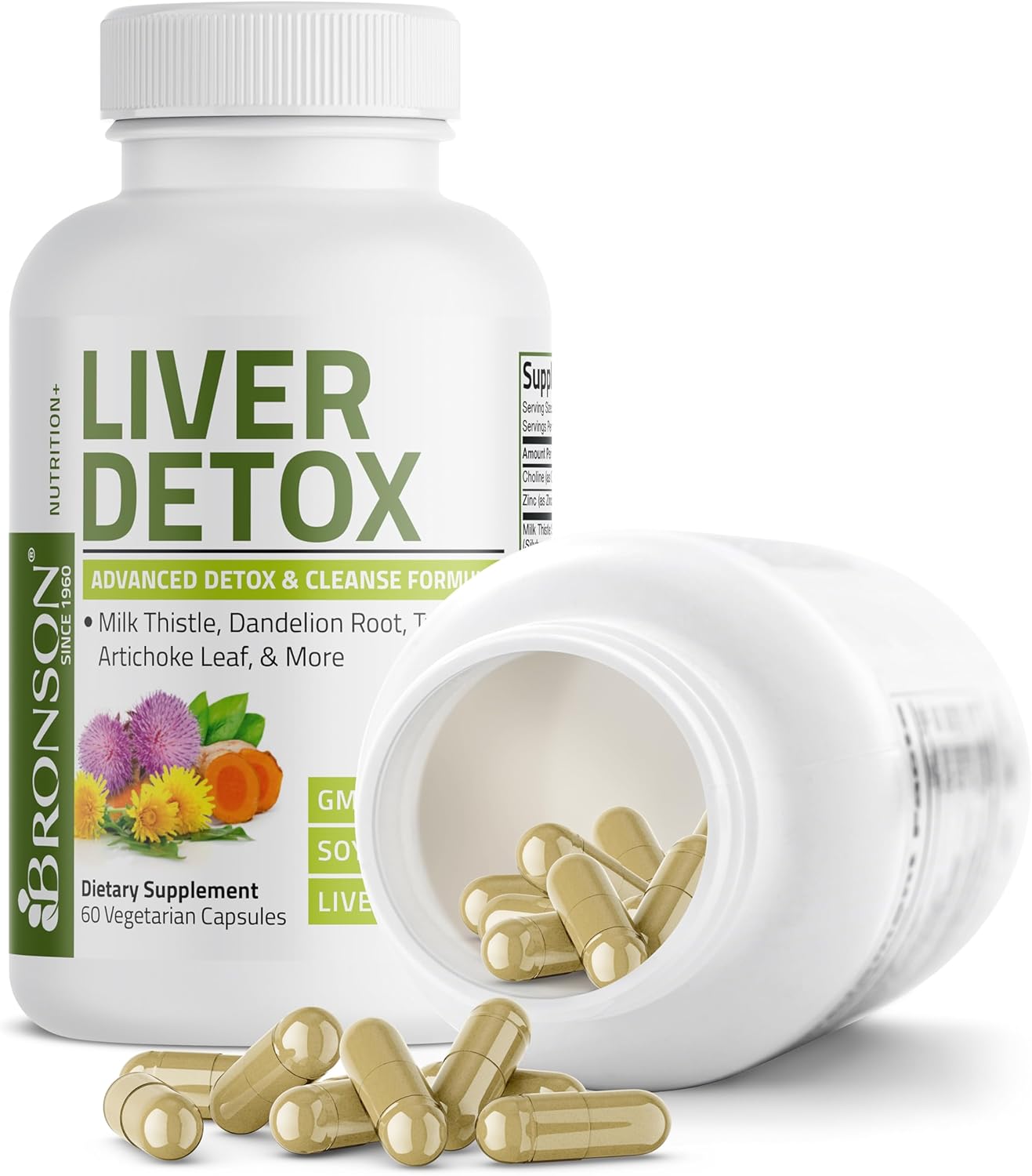 Liver Detox Advanced Detox & Cleansing Formula Supports Health Liver Function with Milk Thistle, Dandelion Root, Turmeric, Artichoke Leaf & More, Non-Gmo, 60 Vegetarian Capsules