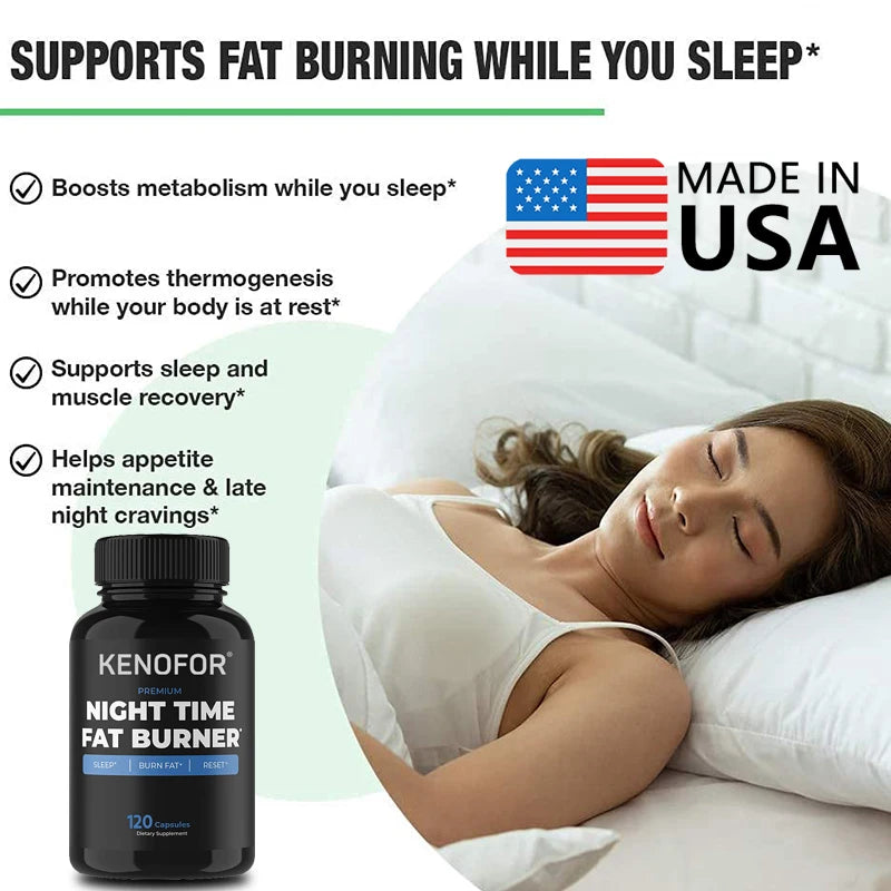 Night Time Fat Burner Supplement to Reduce Belly Fat - Helps Metabolic Cleansing, Sleep Aid Appetite Suppressant & Fat Burner